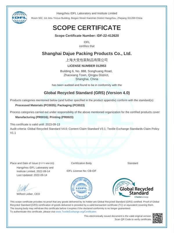 GRS Certificate